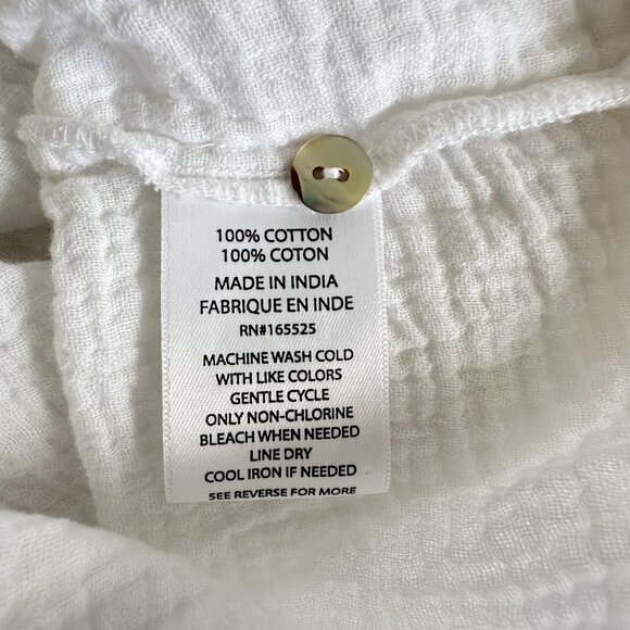 Lola River Shirt Womens S Button Up L/S Double Cloth Gauze Top Pocket Peasant - Picture 7 of 12